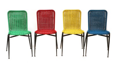 Lot 295 - Four metal and vinyl string chairs