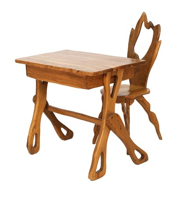 Lot 442 - An olive wood desk and chair