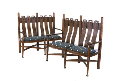 Lot 438 - A pair of oak and ash settles