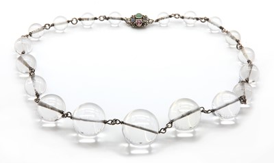 Lot 145 - An Arts & Crafts silver rock crystal necklace, attributed to Dorrie Nossiter