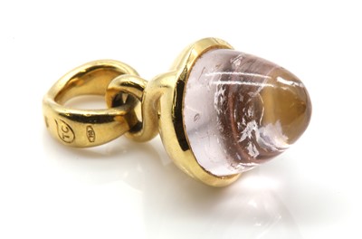Lot 491 - An 18ct gold rose quartz 'Mikado Bouquet' acorn pendant, by Tamara Comolli