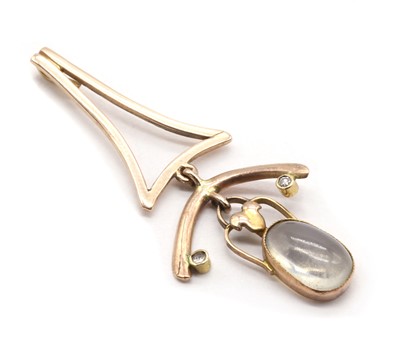 Lot 46 - A gold moonstone and diamond pendant
