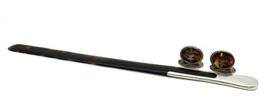 Lot 13 - A silver-mounted and tortoiseshell page turner