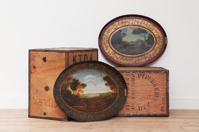 Lot 437 - A Regency red toleware oval tea tray