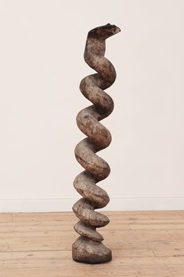 Lot 58 - A tribal carved softwood figure of a snake