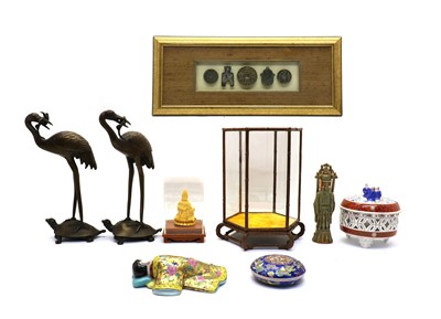 Lot 149 - A pair of Japanese brass candlesticks
