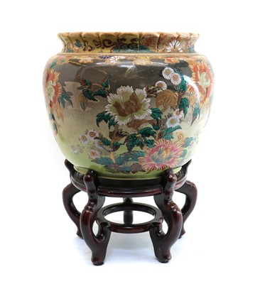 Lot 113 - A Japanese Satsuma ware fishbowl
