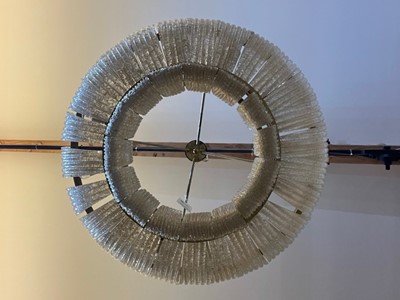 Lot 148 - An Italian brass and aventurine glass ceiling light