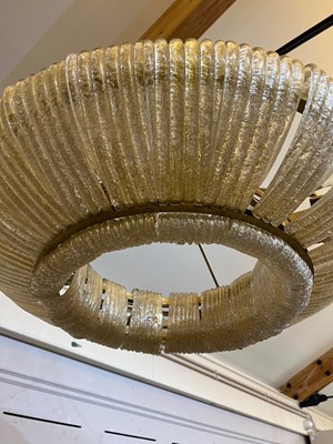 Lot 148 - An Italian brass and aventurine glass ceiling light