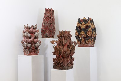 Lot 232 - A group of four carved and polychrome columns