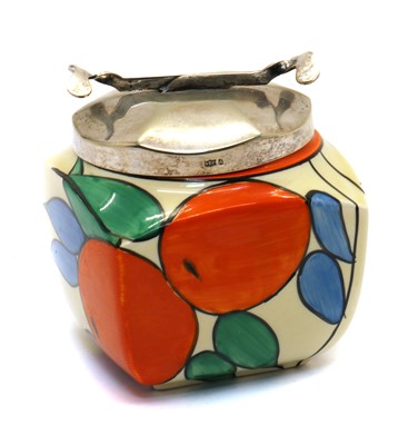 Lot 160 - A Clarice Cliff 'Oranges Cafe au Lait' preserve pot