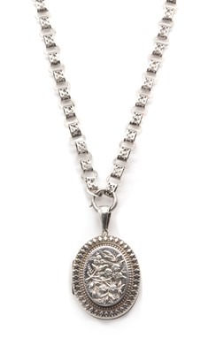 Lot 31 - A Victorian sterling silver locket and collar