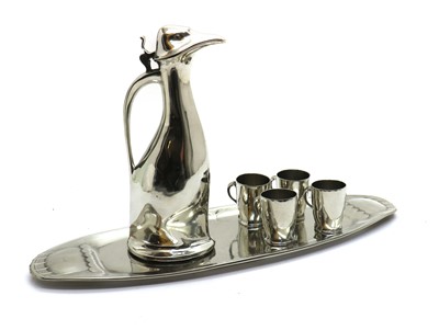Lot 17 - A Kayserzinn Art Nouveau silver-plated liquer set