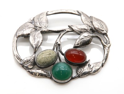 Lot 144 - A Bernard Instone silver pierced foliate leaf brooch
