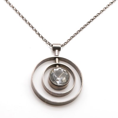 Lot 73 - A sterling silver rock crystal pendant, c.1970