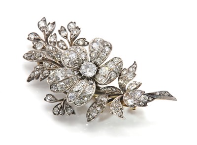 Lot 47 - A Victorian diamond set spray brooch