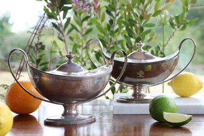 Lot 350 - A set of four George III silver sauce tureens