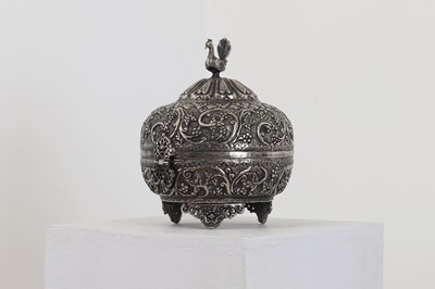 Lot 42 - A silvered copper casket
