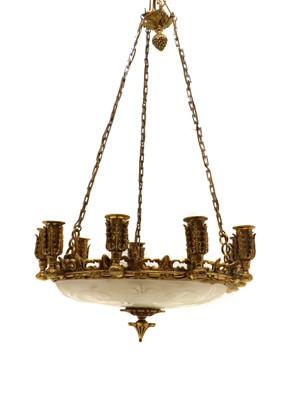 Lot 176 - A gilt metal mounted cut glass plafonnier ceiling light