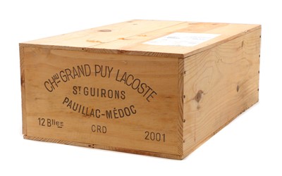 Lot 123 - Chateau Grand Puy-Lacoste, 5eme Cru Classe, Pauillac, 2001 (12, OWC)