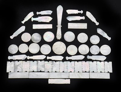 Lot 103 - A quantity of Chinese engraved mother of pearl gaming counters
