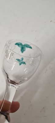 Lot 341 - A Beilby polychrome enamelled wine glass