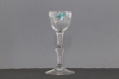 Lot 341 - A Beilby polychrome enamelled wine glass