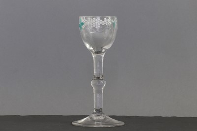 Lot 341 - A Beilby polychrome enamelled wine glass