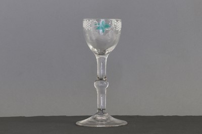 Lot 341 - A Beilby polychrome enamelled wine glass
