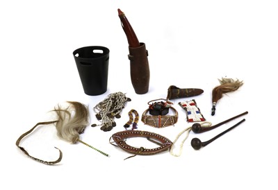 Lot 174 - An East African tribal cowrie shell and metal disc necklace