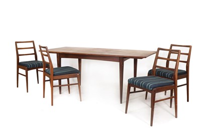 Lot 405 - An afrormosia teak dining group