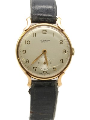 Lot 505 - A gentlemen's 9ct gold Benson mechanical strap watch