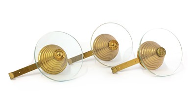 Lot 469 - A set of three Italian, modernist, gilt metal and glass coat hangers