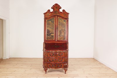 Lot 315 - A painted and parcel-gilt bureau bookcase