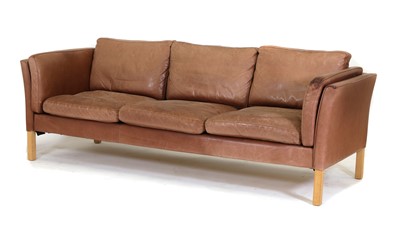 Lot 345 - A Danish leather three-seater settee