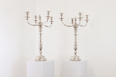 Lot 325A - A pair of old Sheffield plate table candelabra