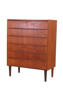 Lot 373 - A Danish teak six-drawer chest
