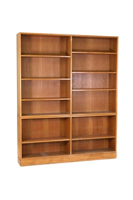 Lot 500 - A Danish two-part open bookcase