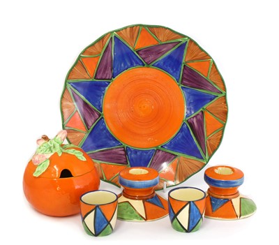 Lot 130 - A collection of Clarice Cliff 'Bizarre' hand-painted items