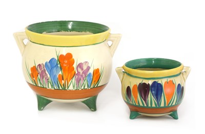 Lot 134 - Two Clarice Cliff 'Autumn Crocus' pattern cauldrons