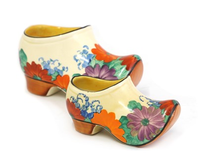 Lot 137 - Two Clarice Cliff 'Gayday' sabots or clogs