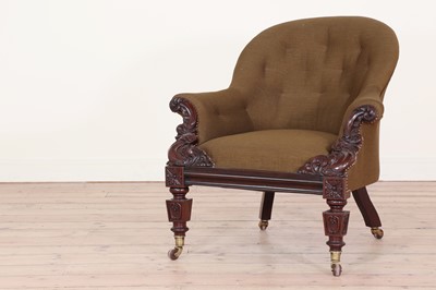 Lot 552 - A carved rosewood library chair