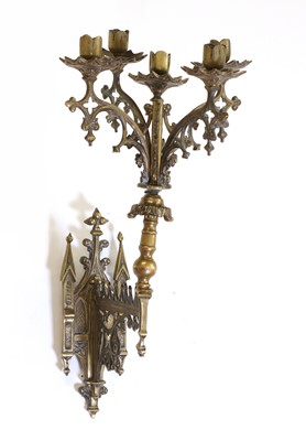 Lot 38 - A Gothic brass wall light