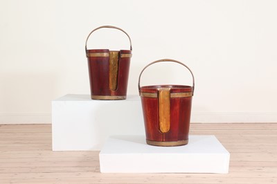 Lot 326 - A pair of George III mahogany and brass plate buckets