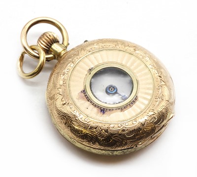 Lot 485 - A Continental gold pin set half hunter fob watch