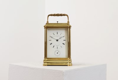 Lot 324 - A gilt-brass gorge-cased petite sonnerie carriage clock