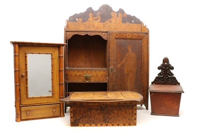 Lot 327A - An Art Nouveau softwood hanging cabinet