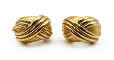Lot 340 - A pair of French gold hollow half hoop earrings, by Charles Garnier