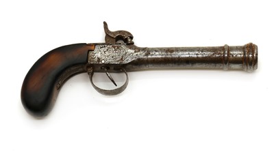 Lot 202 - A Continental cannon barrelled percussion blunderbuss pistol