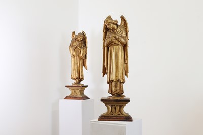 Lot 393 - A pair of carved giltwood figures of angels